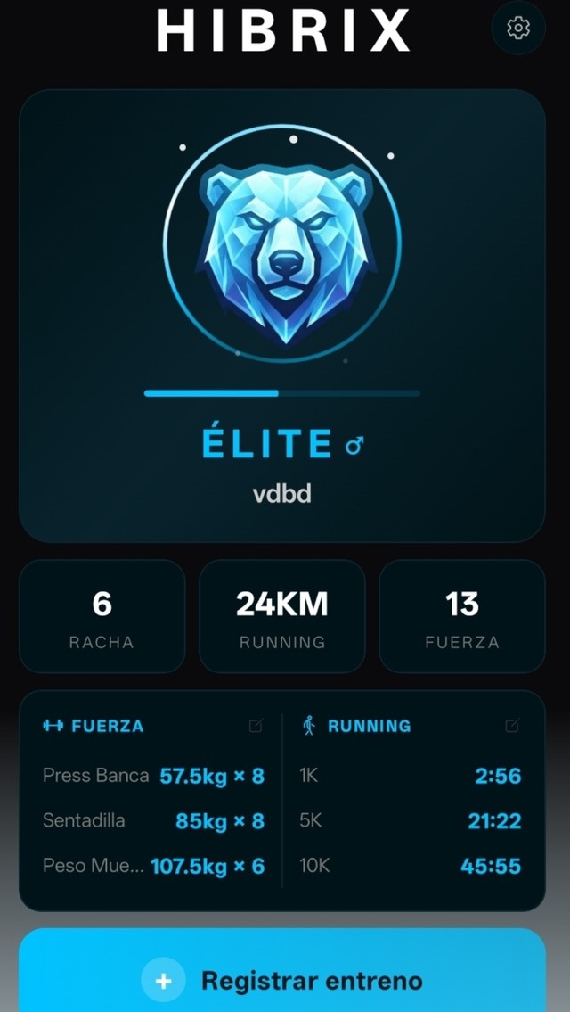 Pantalla de inicio de HIBRIX