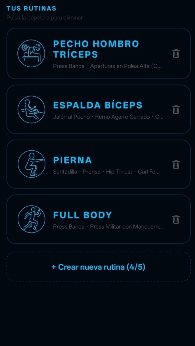 Tus rutinas guardadas en HIBRIX